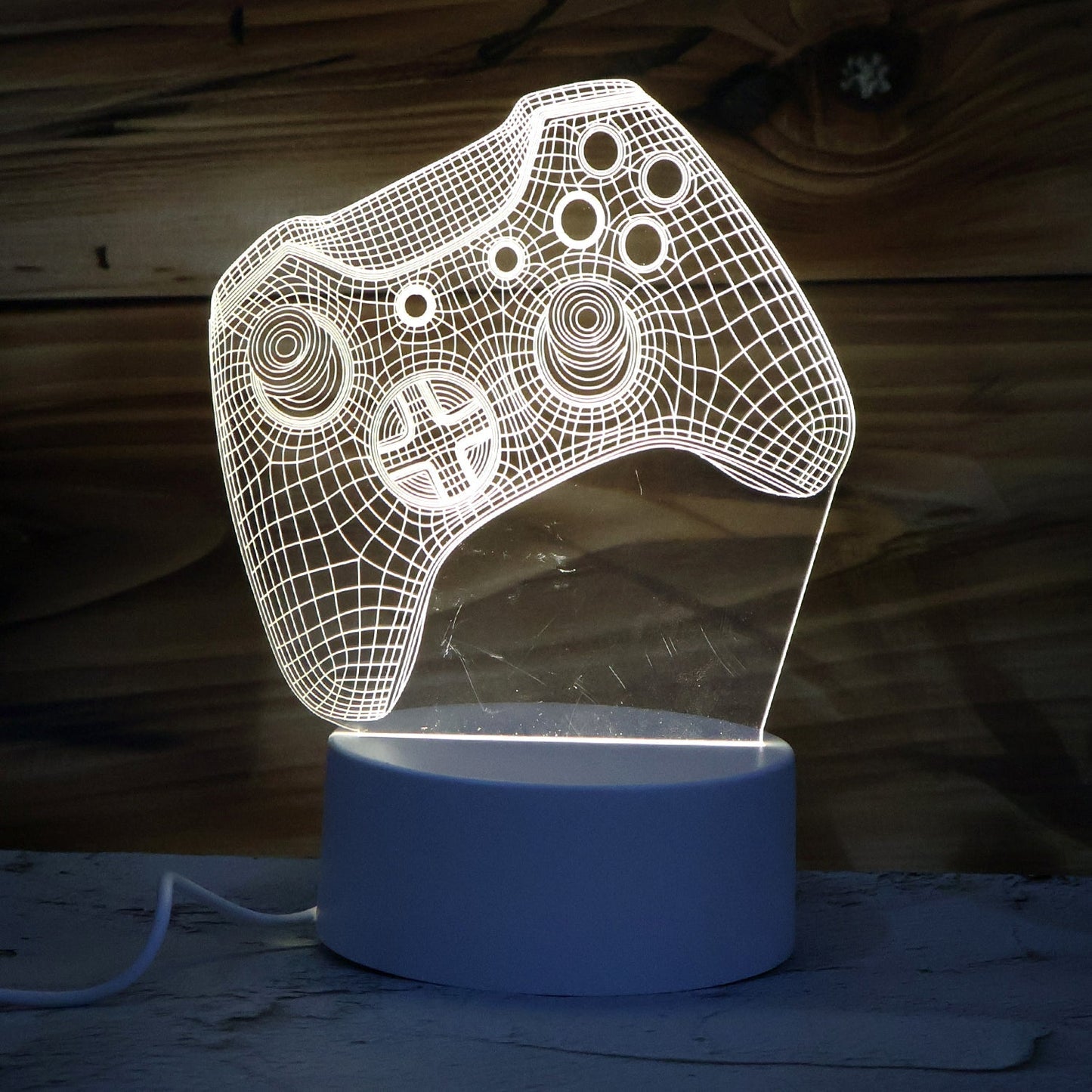 3D Illusion LED Night Lamp with Gaming Controller Design