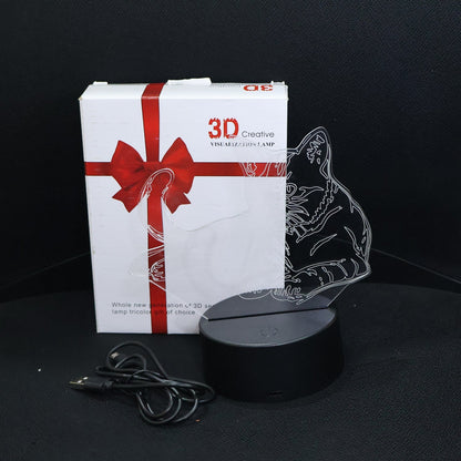 3D Illusion Multicolor Changing LED Night Lamp with Cat Design